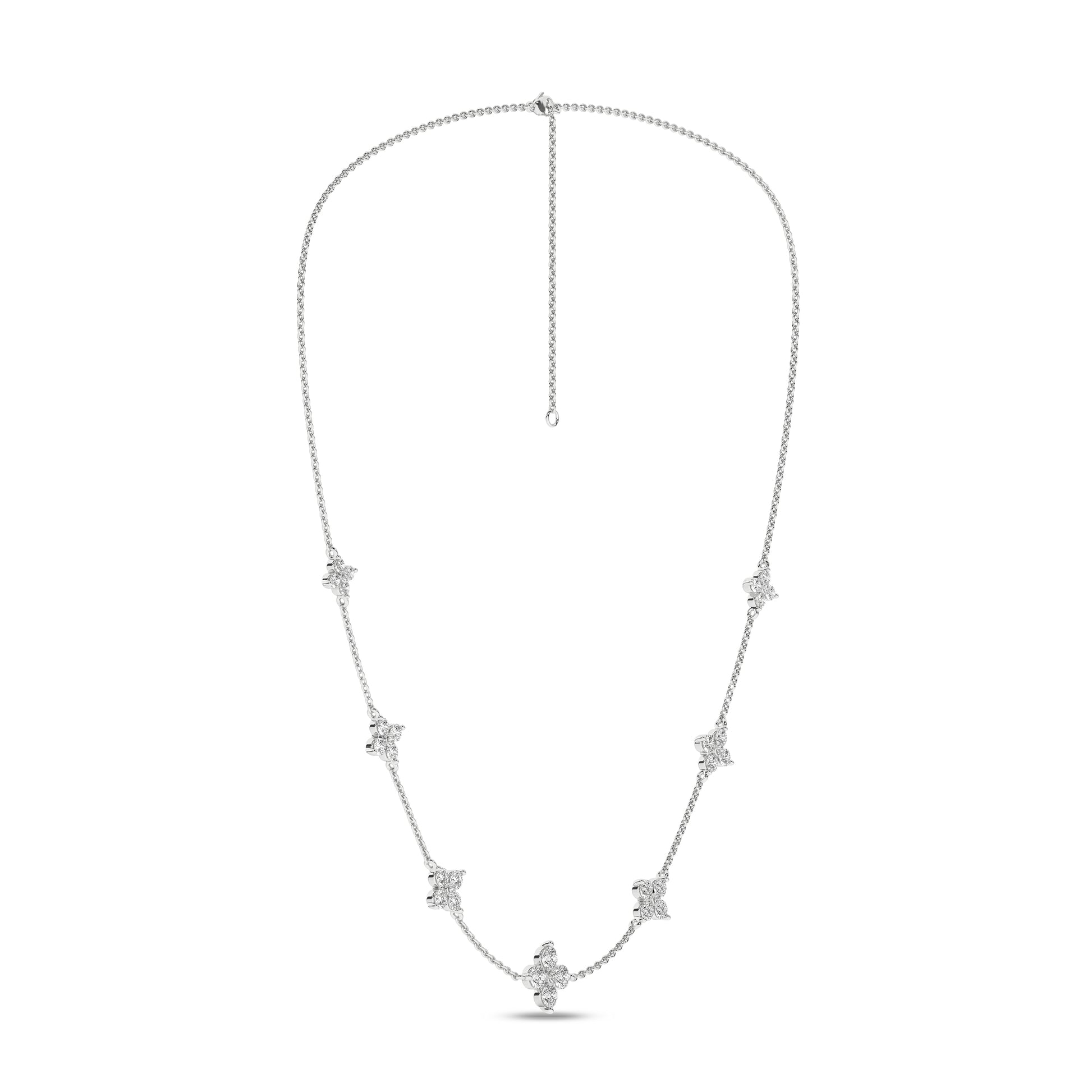 Flower Petals Stud Station Necklace (Round)