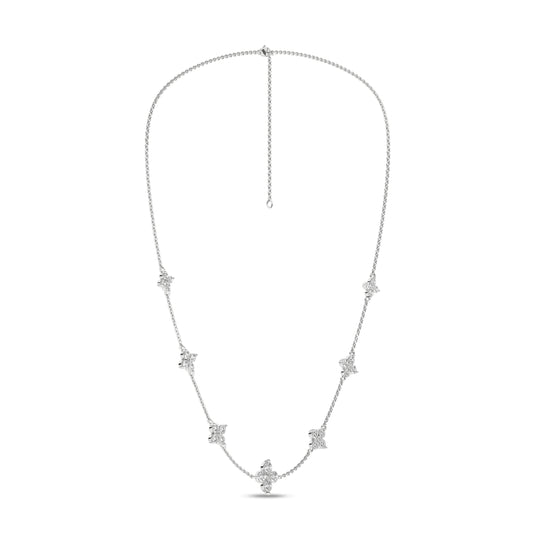 Flower Petals Stud Station Necklace (Round)