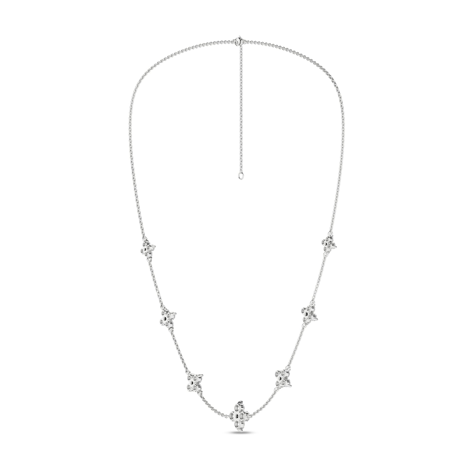 Flower Petals Stud Station Necklace (Round)