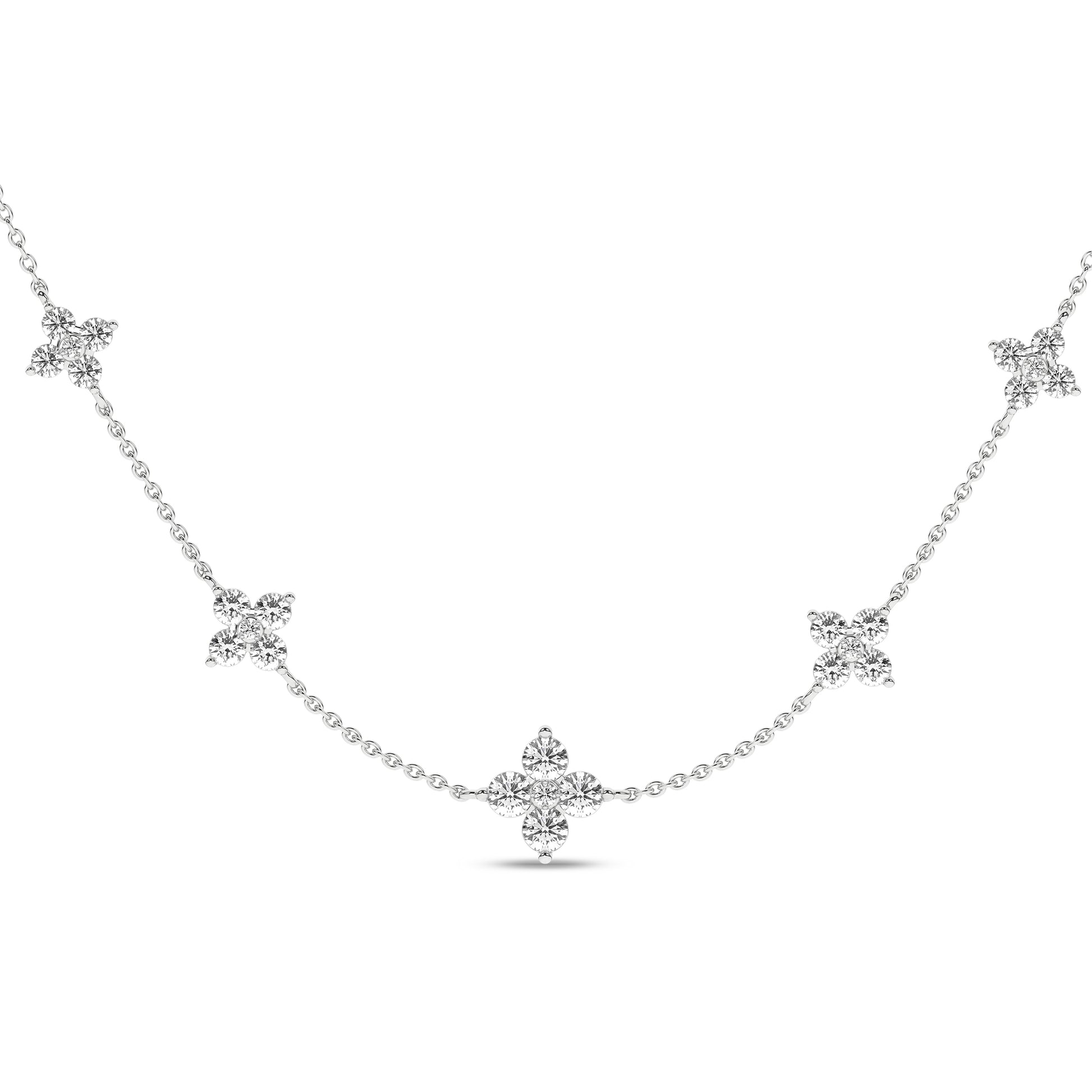 Flower Petals Stud Station Necklace (Round)