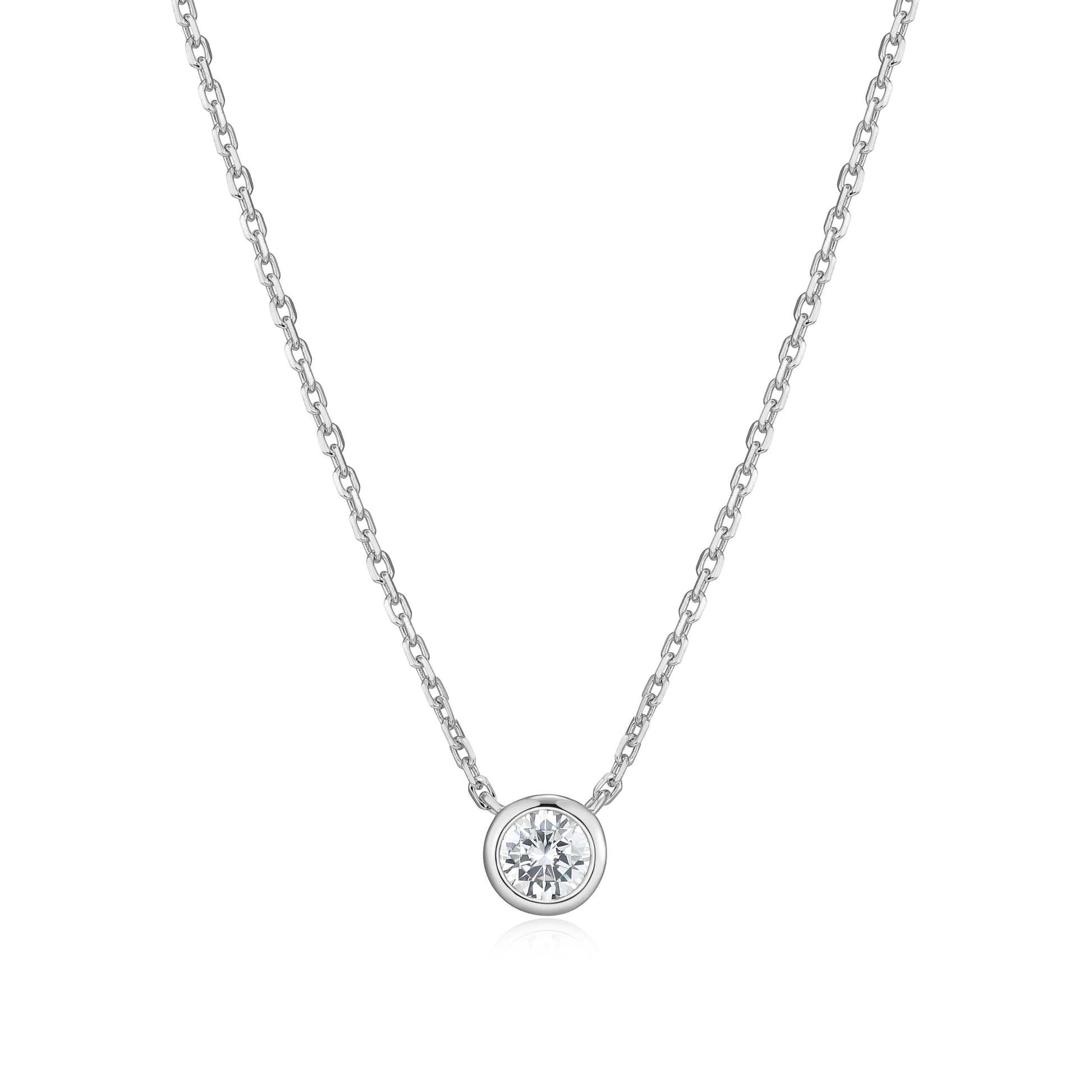 MN0143W - Bezel Solitaire 1/4 CT Necklace