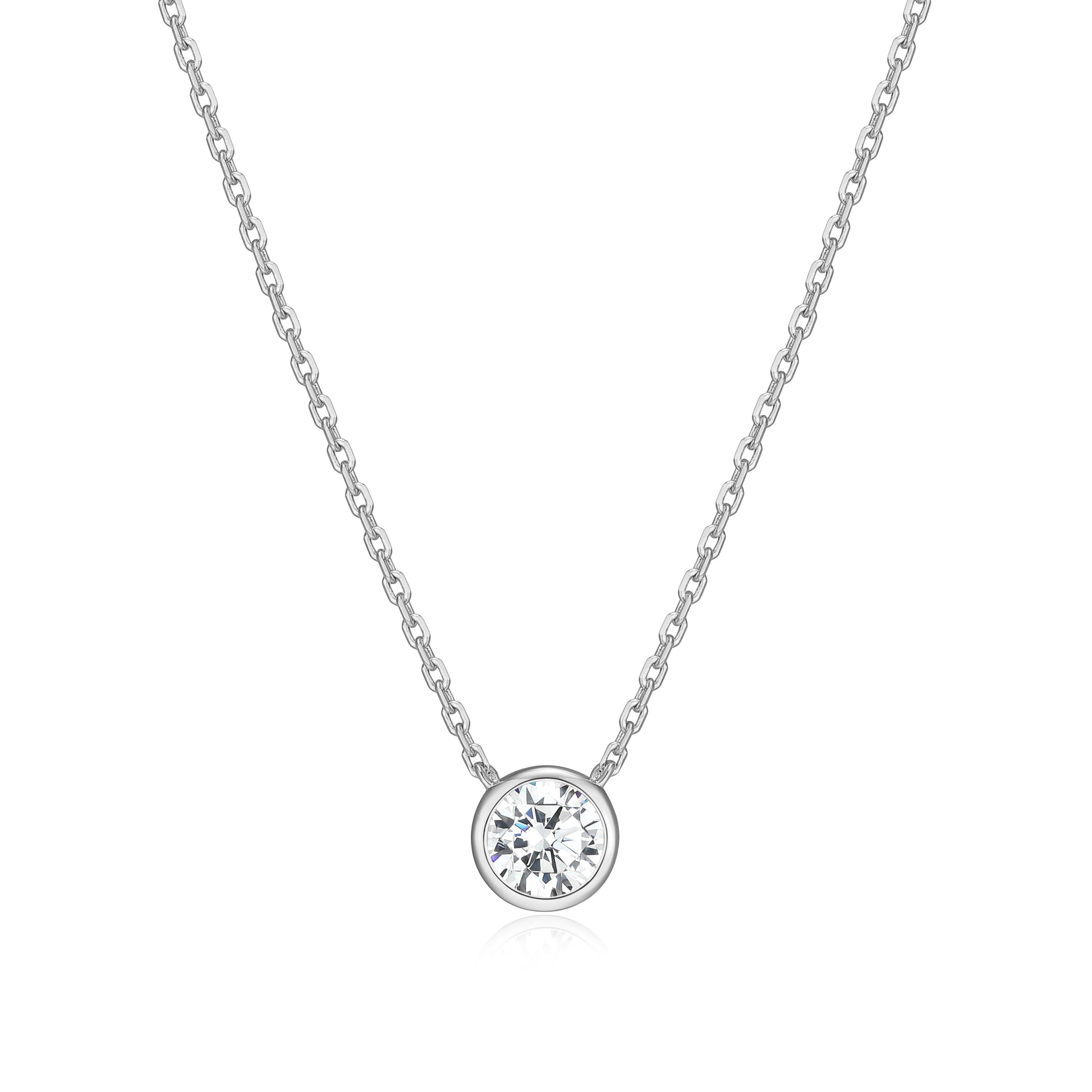 MN0144W - Bezel Solitaire 1/2 CT Necklace