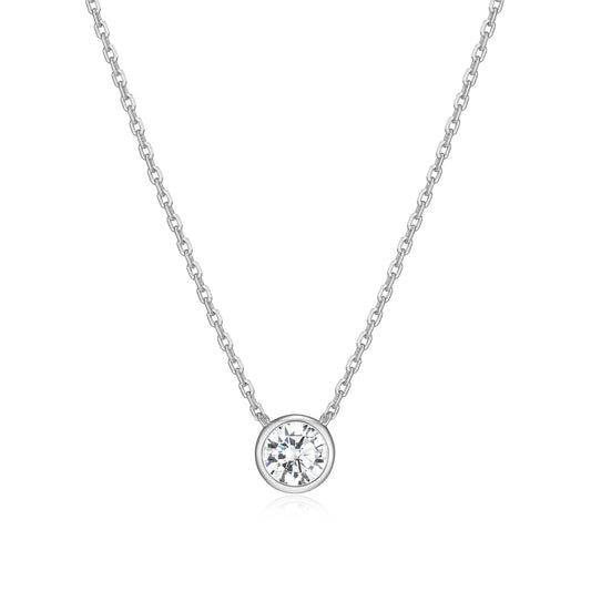 MN0144W - Bezel Solitaire 1/2 CT Necklace