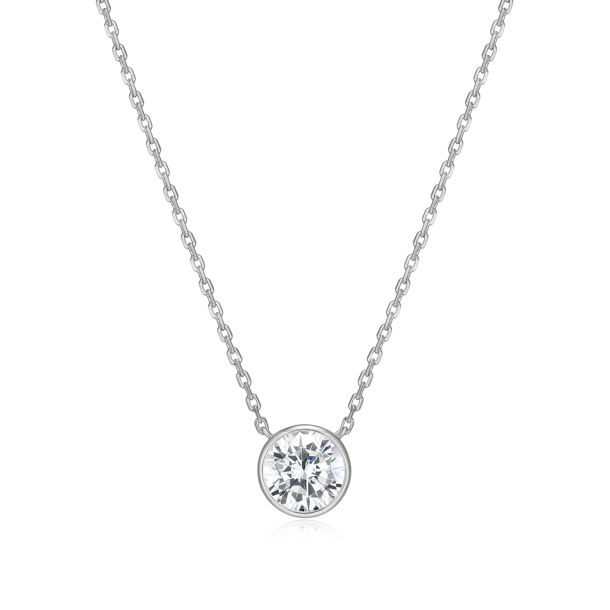 MN0145W - Bezel Solitaire 1.0 CT Necklace