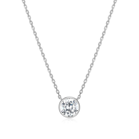 MN0145W - Bezel Solitaire 1.0 CT Necklace