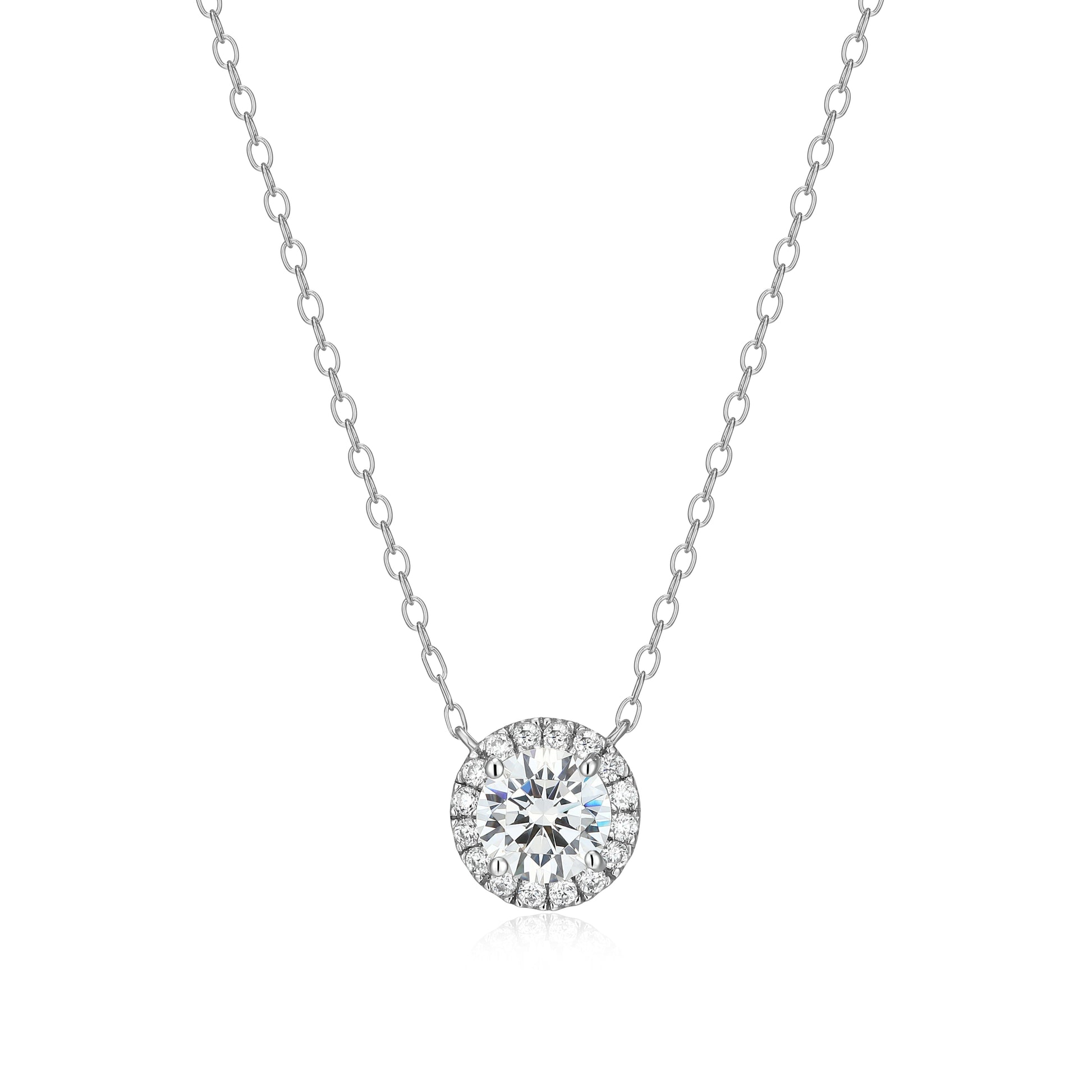 MN0147W - Halo Stud Necklace