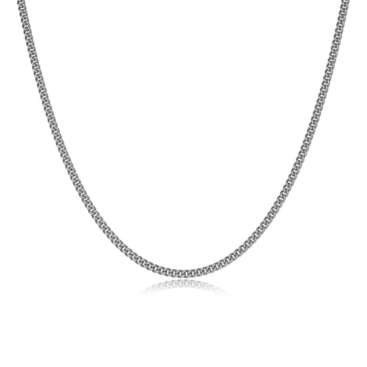 UN3520 - Italian Chain Rhodium Plated Curb Necklace  -  20"