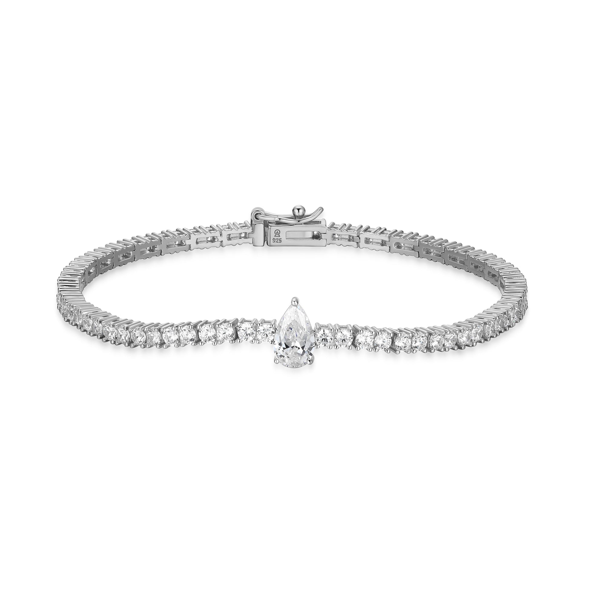 MB0151W - Pear Solitaire Tennis Bracelet