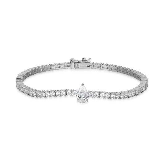 MB0151W - Pear Solitaire Tennis Bracelet