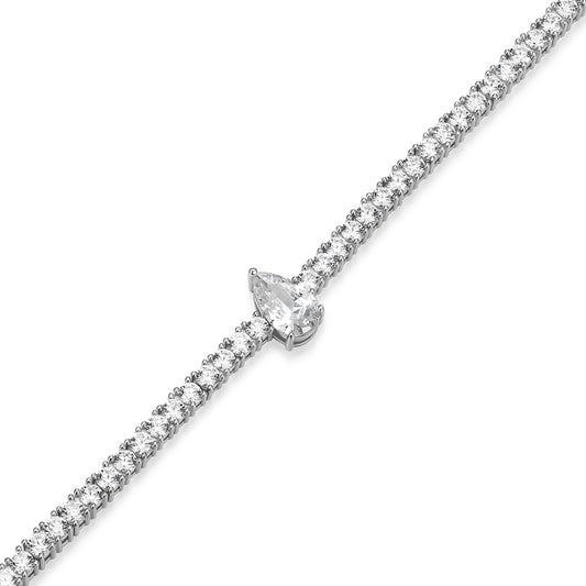 MB0151W - Pear Solitaire Tennis Bracelet
