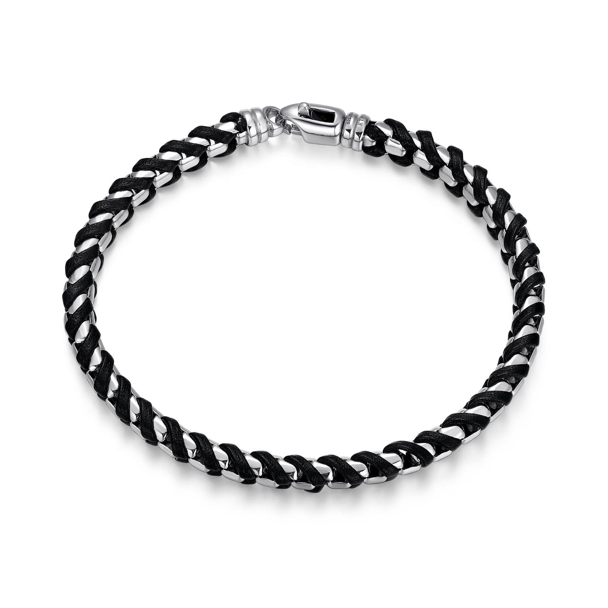 ub0005s-italian-chain-rhodium-plated-round-box-chain-with-black-leather-bracelet-7-75-