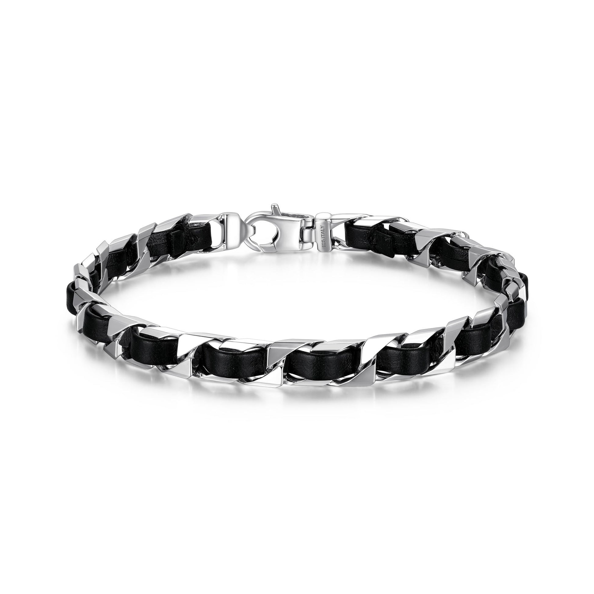 ub0006s-italian-chain-rhodium-plated-curb-chain-with-black-leather-bracelet-7-75-