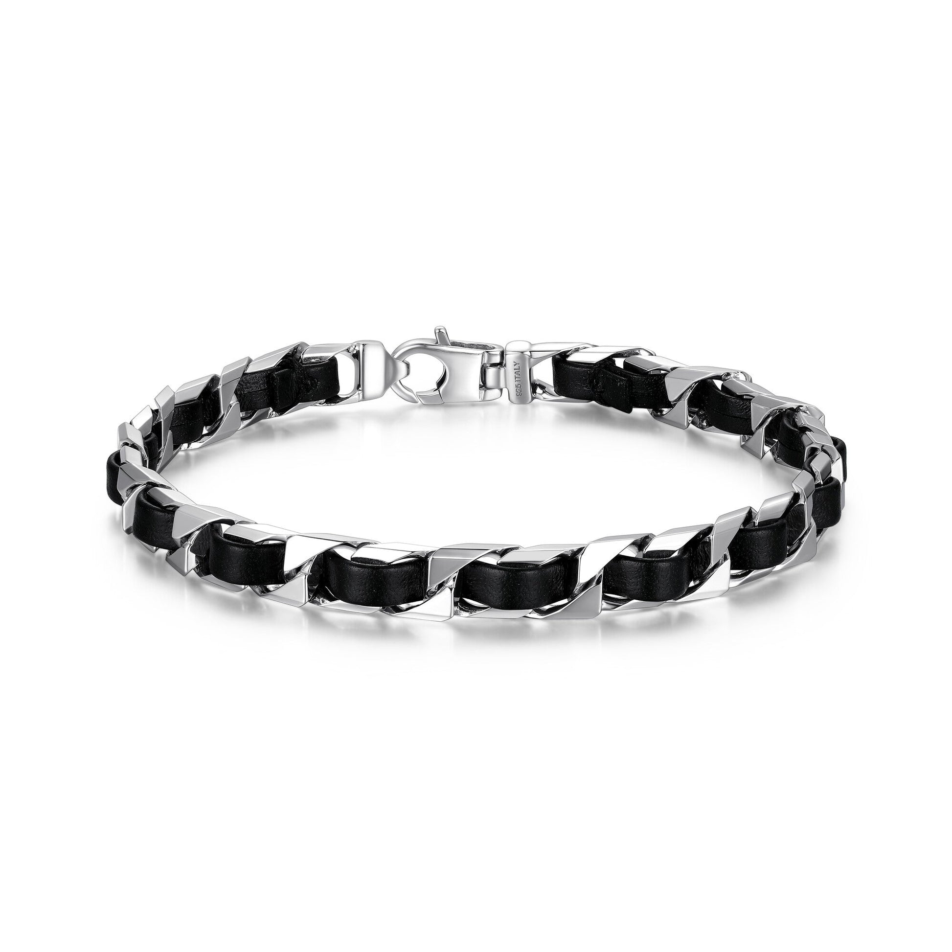ub0006m-italian-chain-rhodium-plated-curb-chain-with-black-leather-bracelet-8-5-