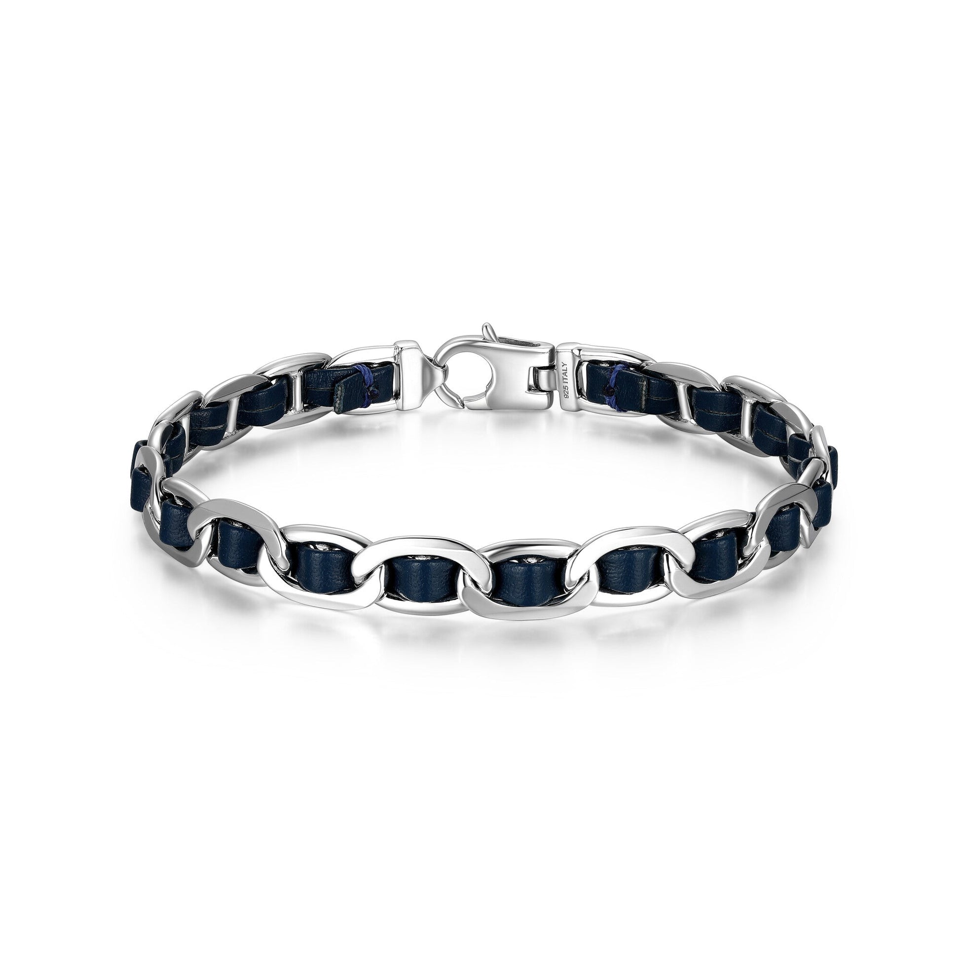 ub0007m-italian-chain-rhodium-plated-mariner-chain-bracelet-with-blue-flat-leather-8-5-