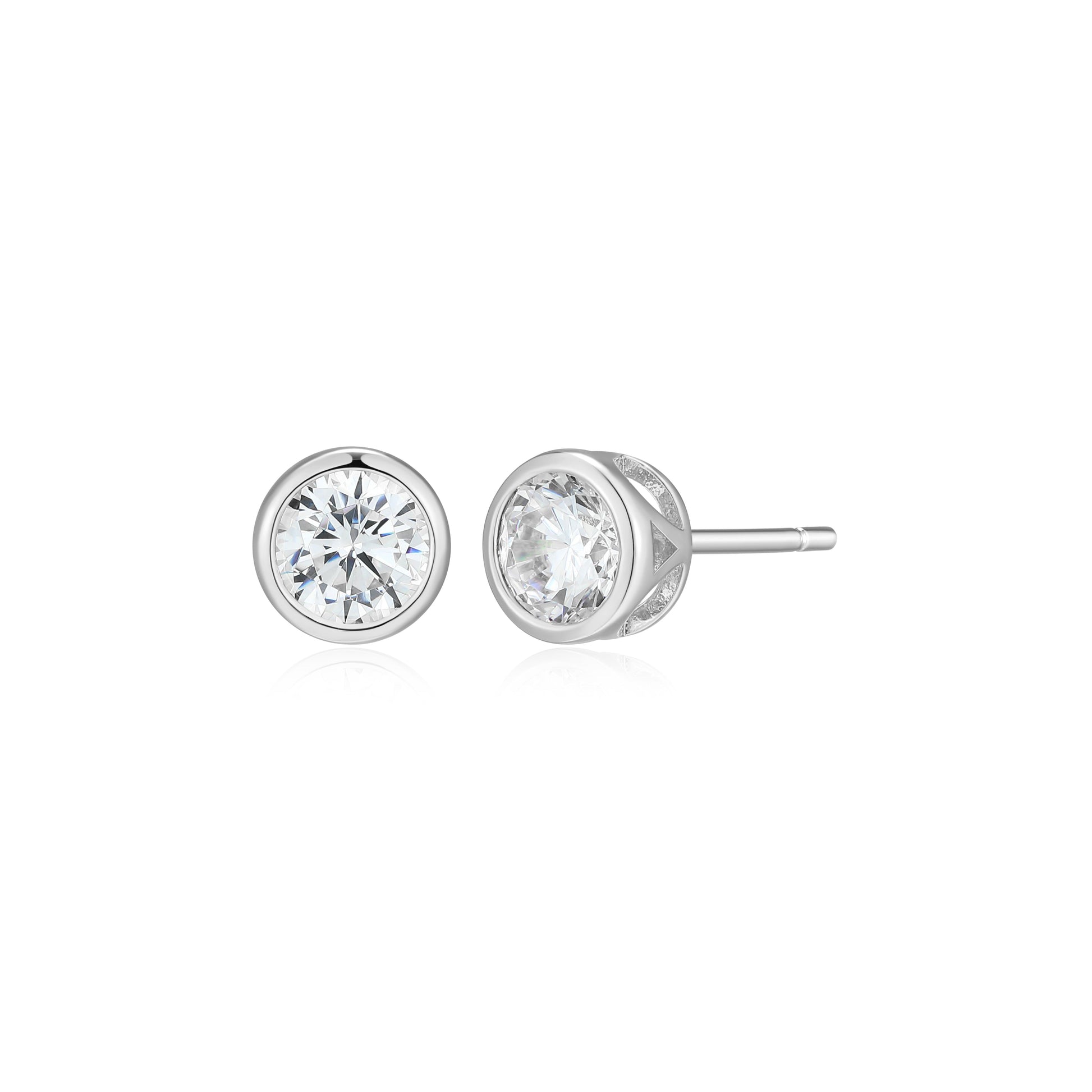 ME0144W - Bezel Solitaire 1.0 CTTW Stud Earrings