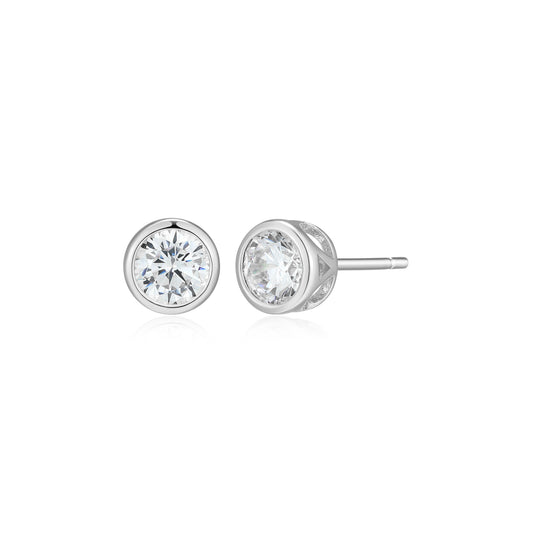 ME0144W - Bezel Solitaire 1.0 CTTW Stud Earrings
