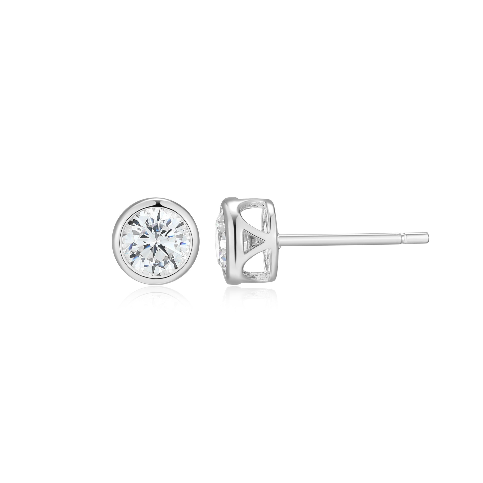 ME0144W - Bezel Solitaire 1.0 CTTW Stud Earrings
