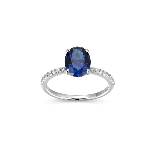 MR0148W6 - Oval Lab-Created Sapphire Solitaire Ring
