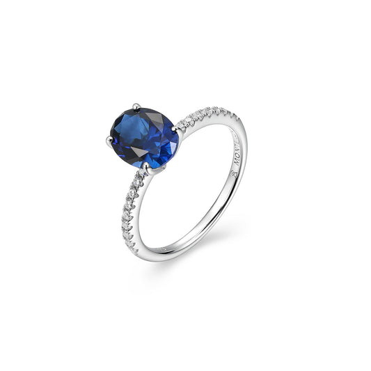 MR0148W6 - Oval Lab-Created Sapphire Solitaire Ring