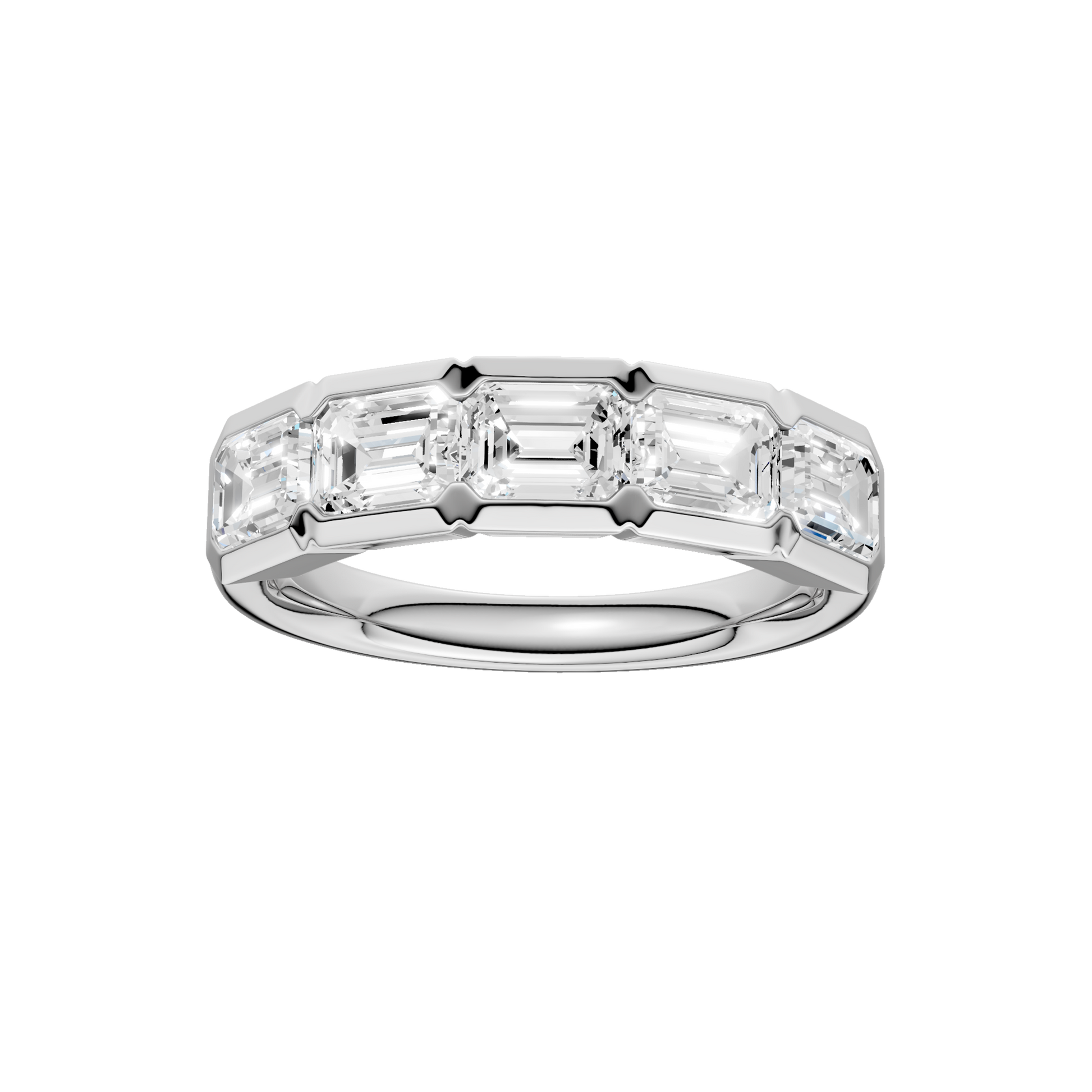 East West Bezel Set Ring(Emerald)