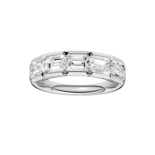 East West Bezel Set Ring(Emerald)