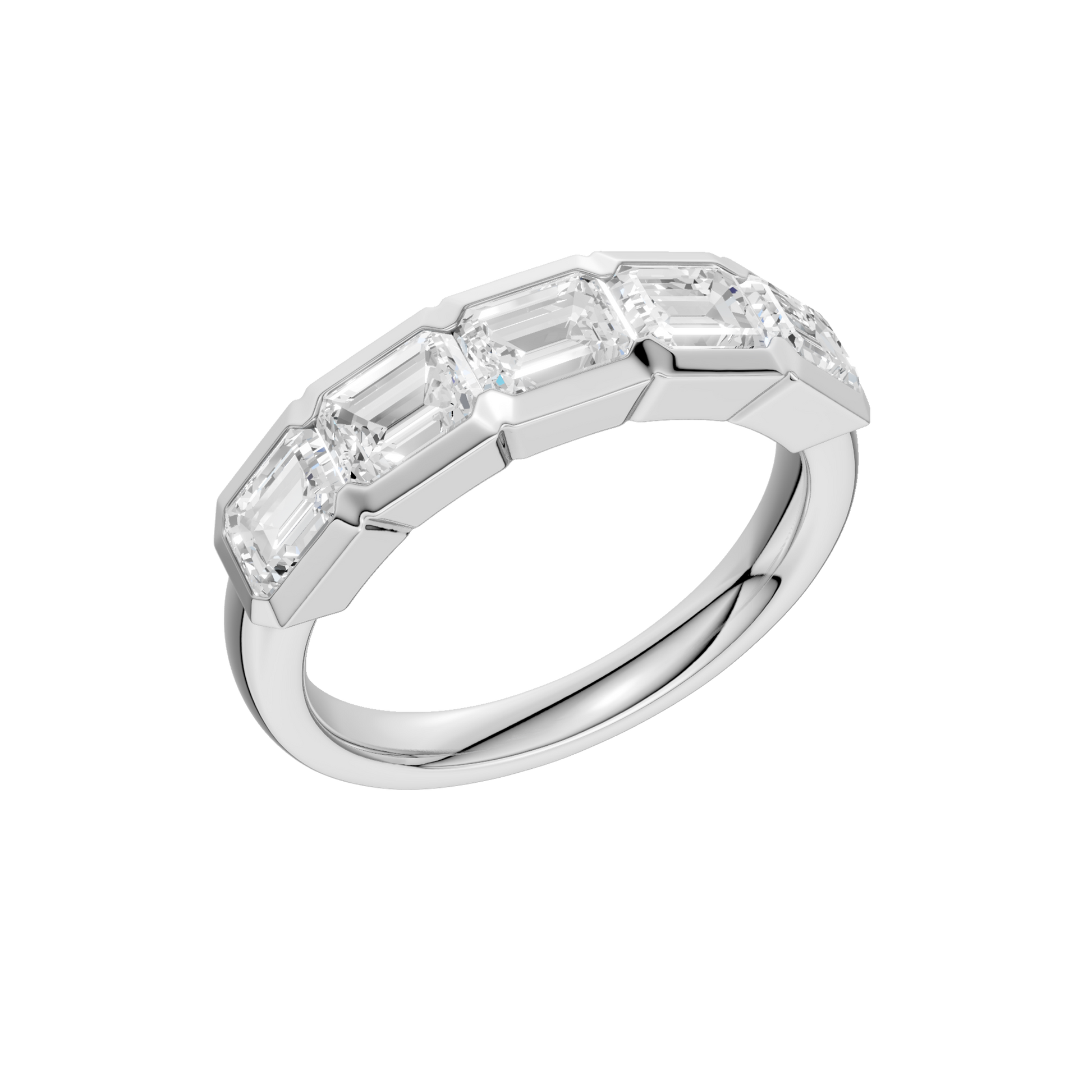 East West Bezel Set Ring(Emerald)