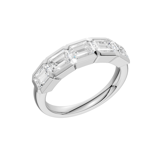 East West Bezel Set Ring(Emerald)