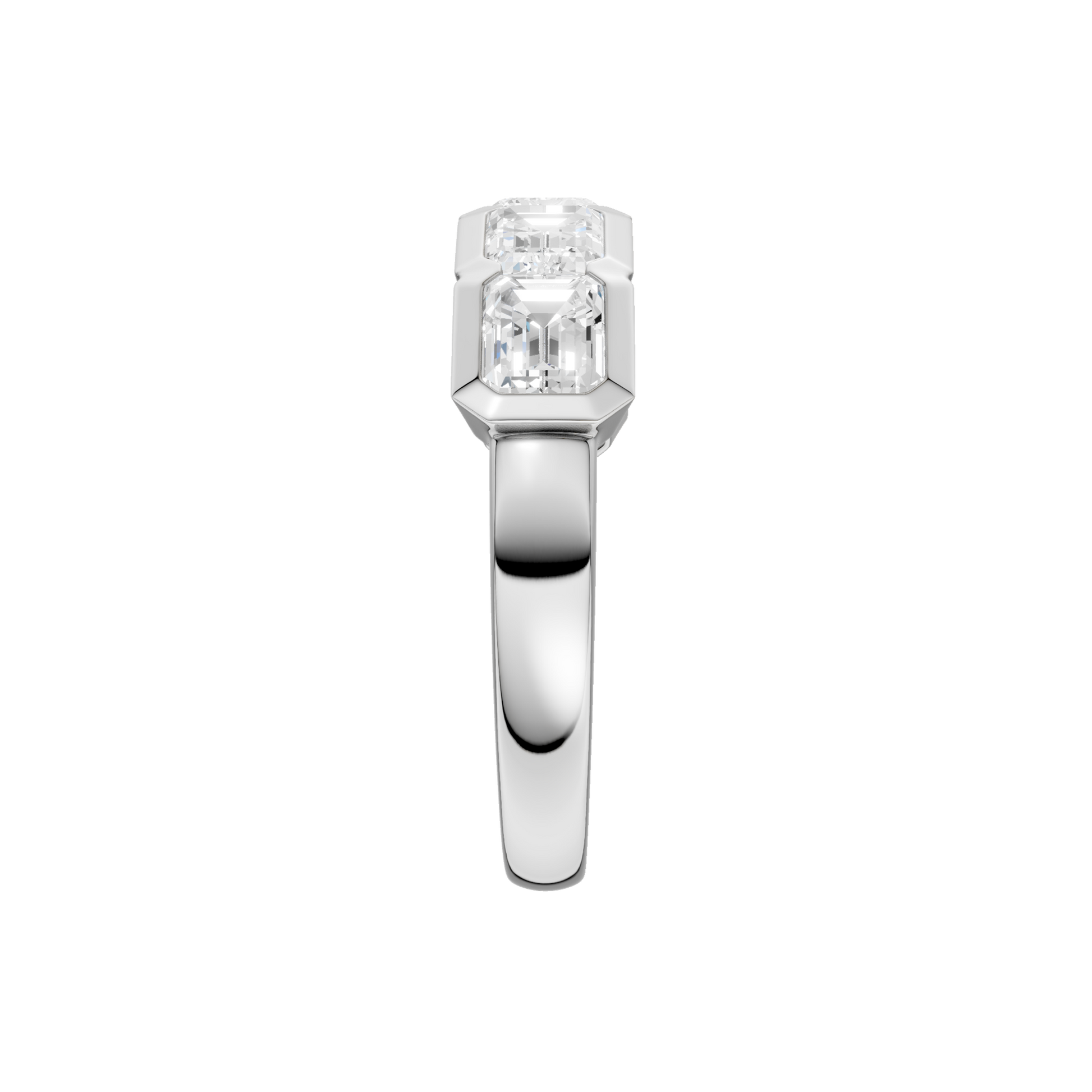 East West Bezel Set Ring(Emerald)