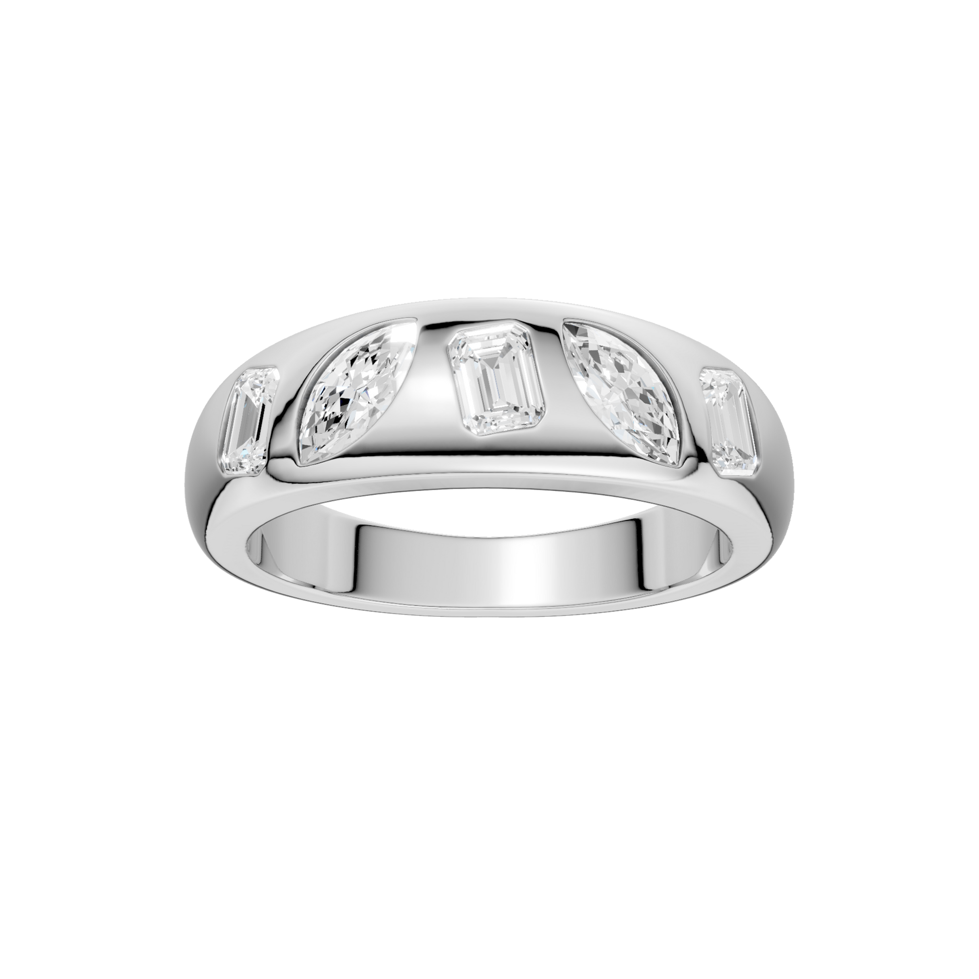 Fancy Shape Flush Set Diamond Ring(Em,Mq)