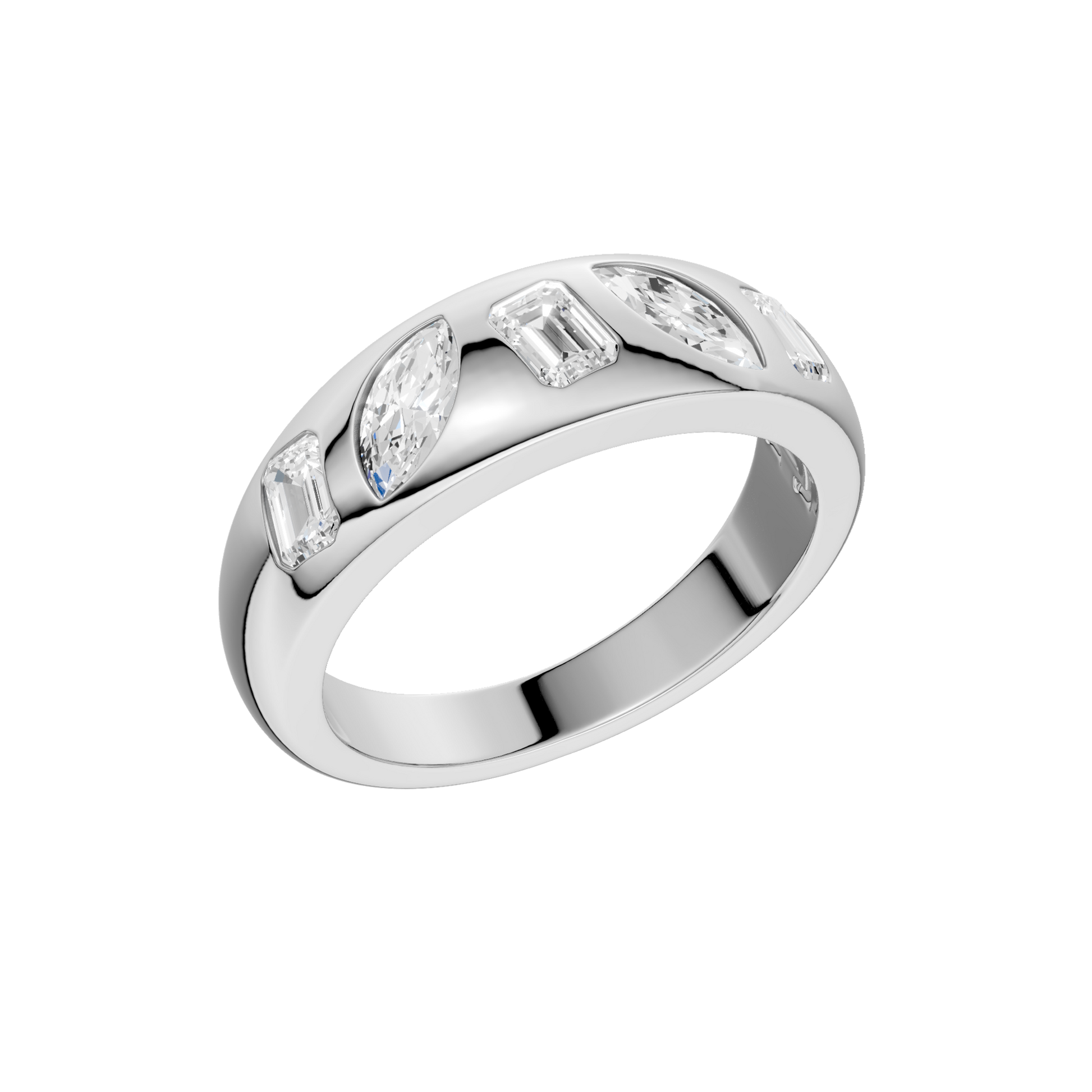 Fancy Shape Flush Set Diamond Ring(Em,Mq)