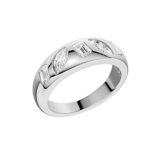 Fancy Shape Flush Set Diamond Ring(Em,Mq)
