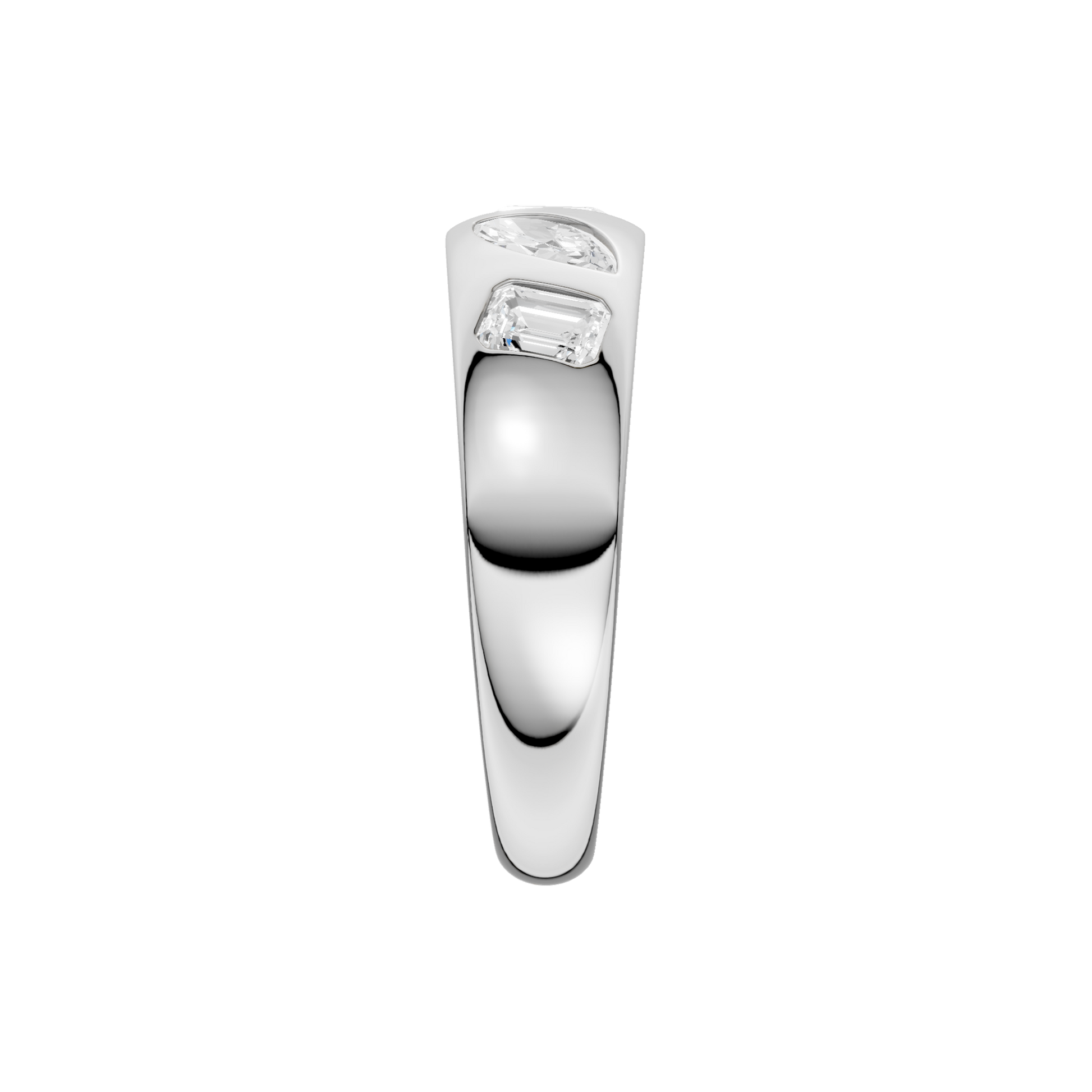 Fancy Shape Flush Set Diamond Ring(Em,Mq)