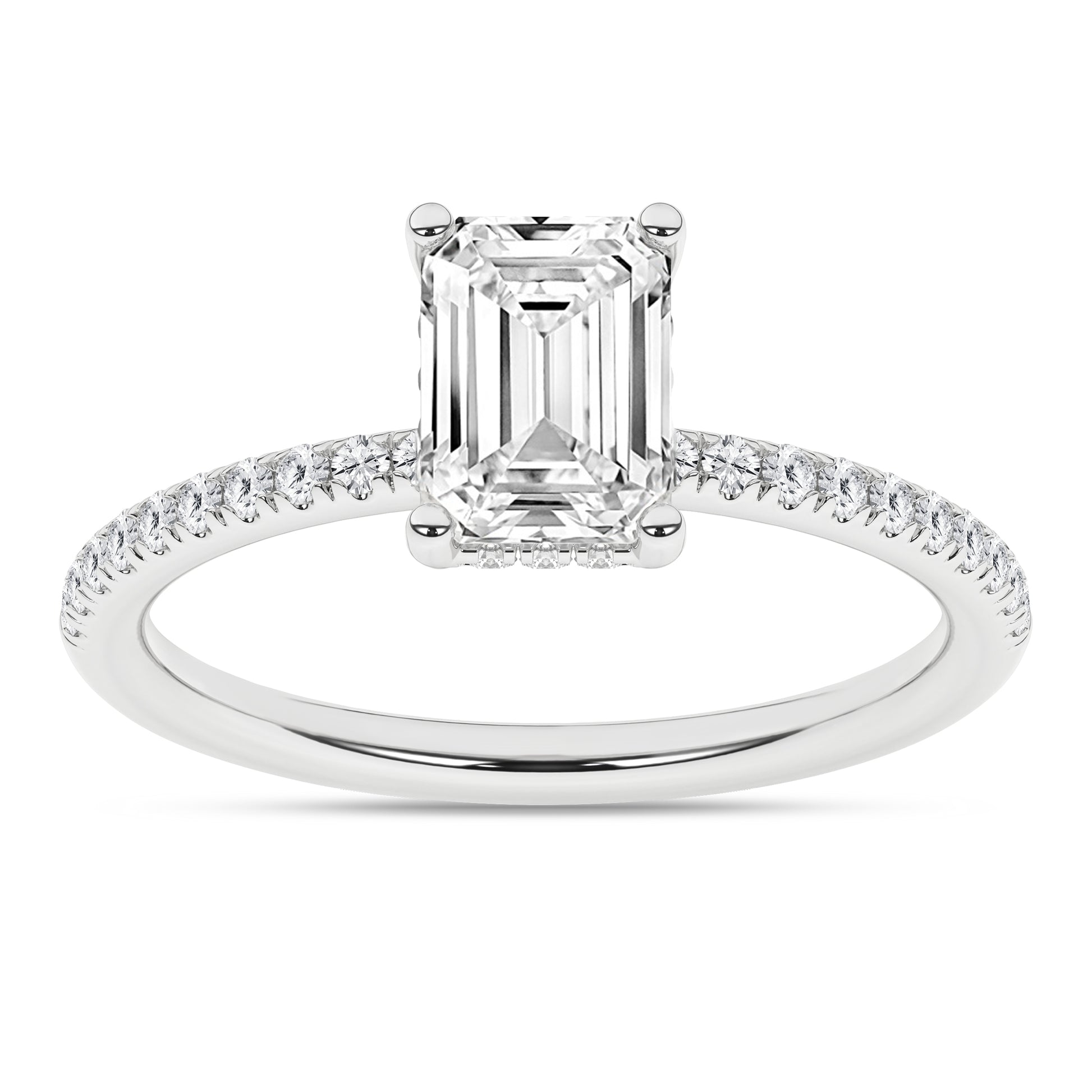 Hidden Halo Engagement Ring (Emerald)