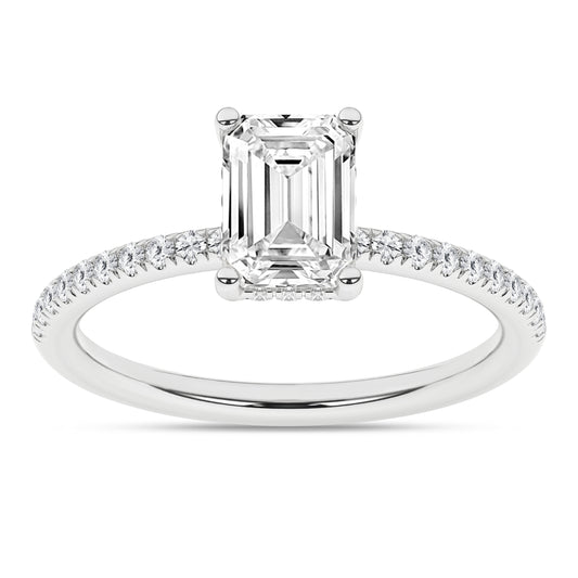 Hidden Halo Engagement Ring (Emerald)