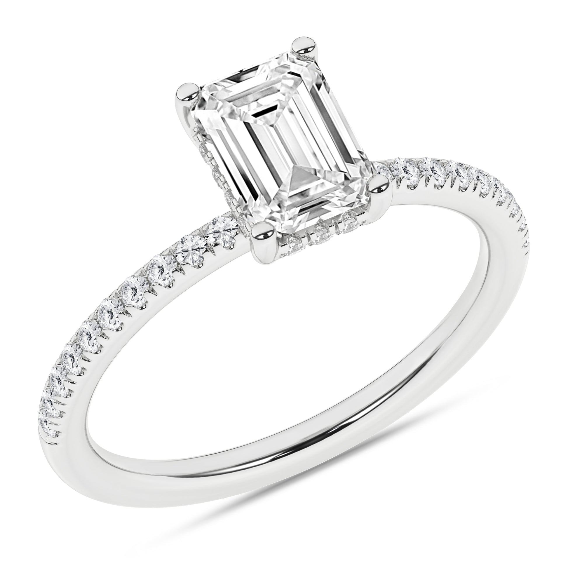 Hidden Halo Engagement Ring (Emerald)