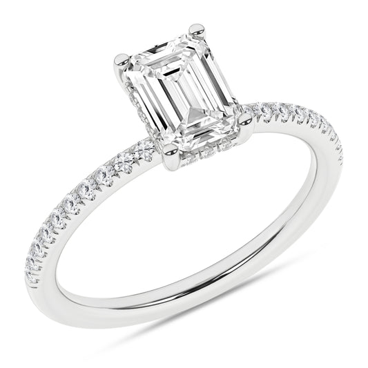 Hidden Halo Engagement Ring (Emerald)