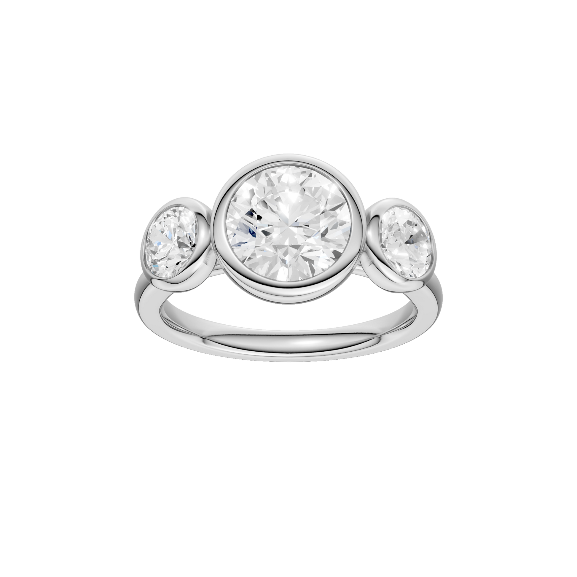 Bezel-Set 3-Stone Ring(Round)