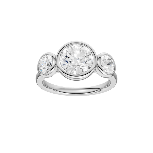 Bezel-Set 3-Stone Ring(Round)