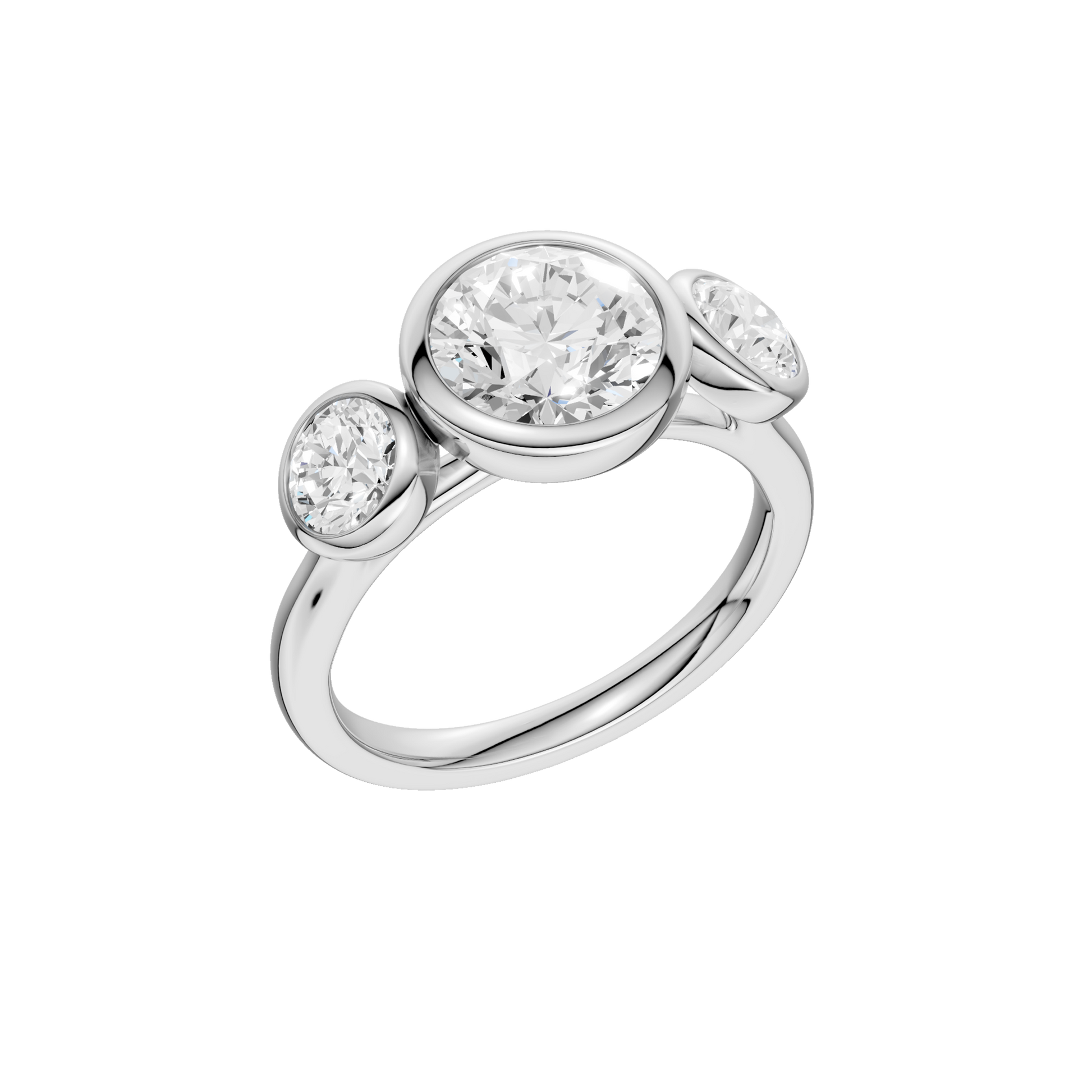 Bezel-Set 3-Stone Ring(Round)