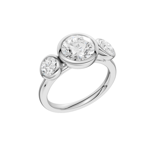 Bezel-Set 3-Stone Ring(Round)