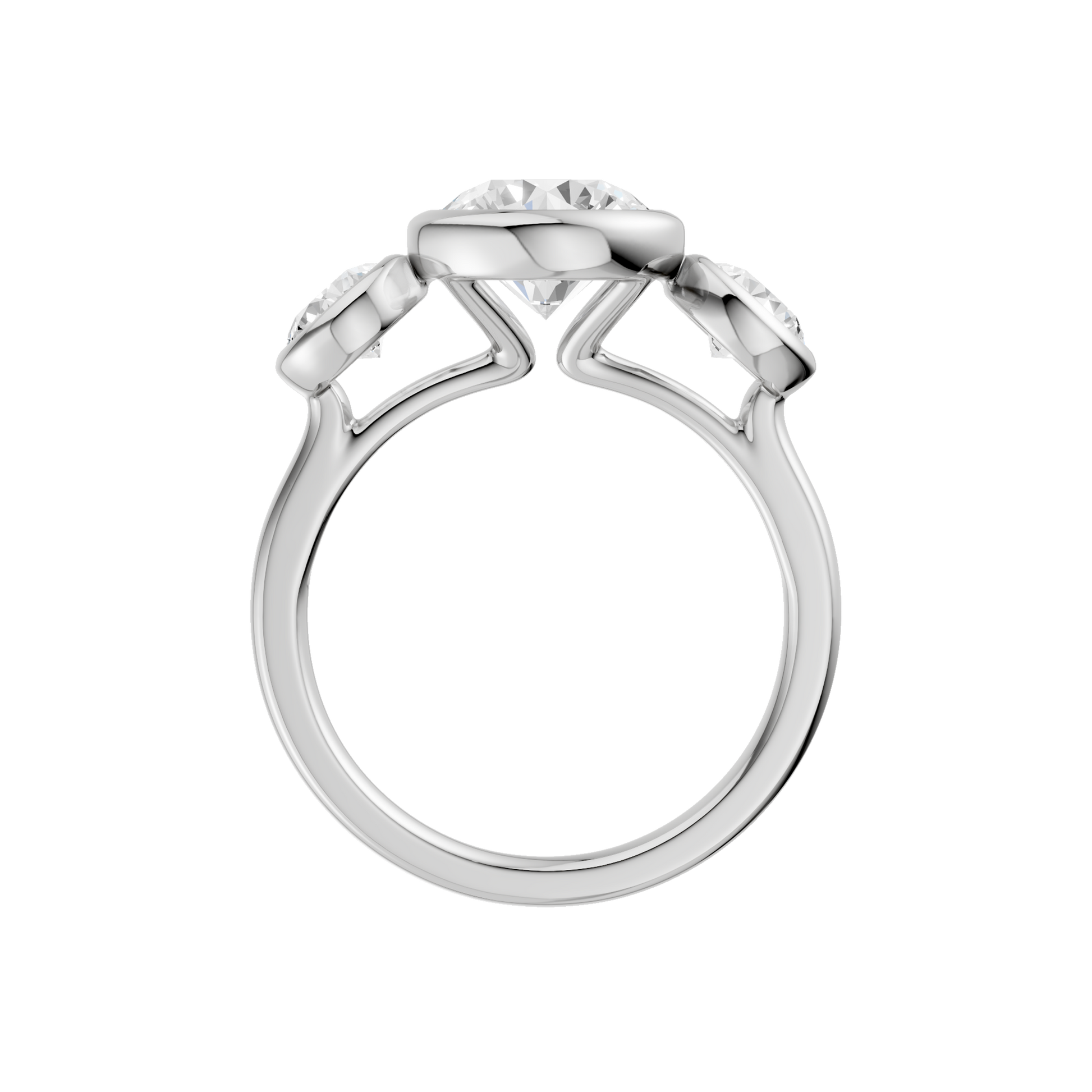 Bezel-Set 3-Stone Ring(Round)