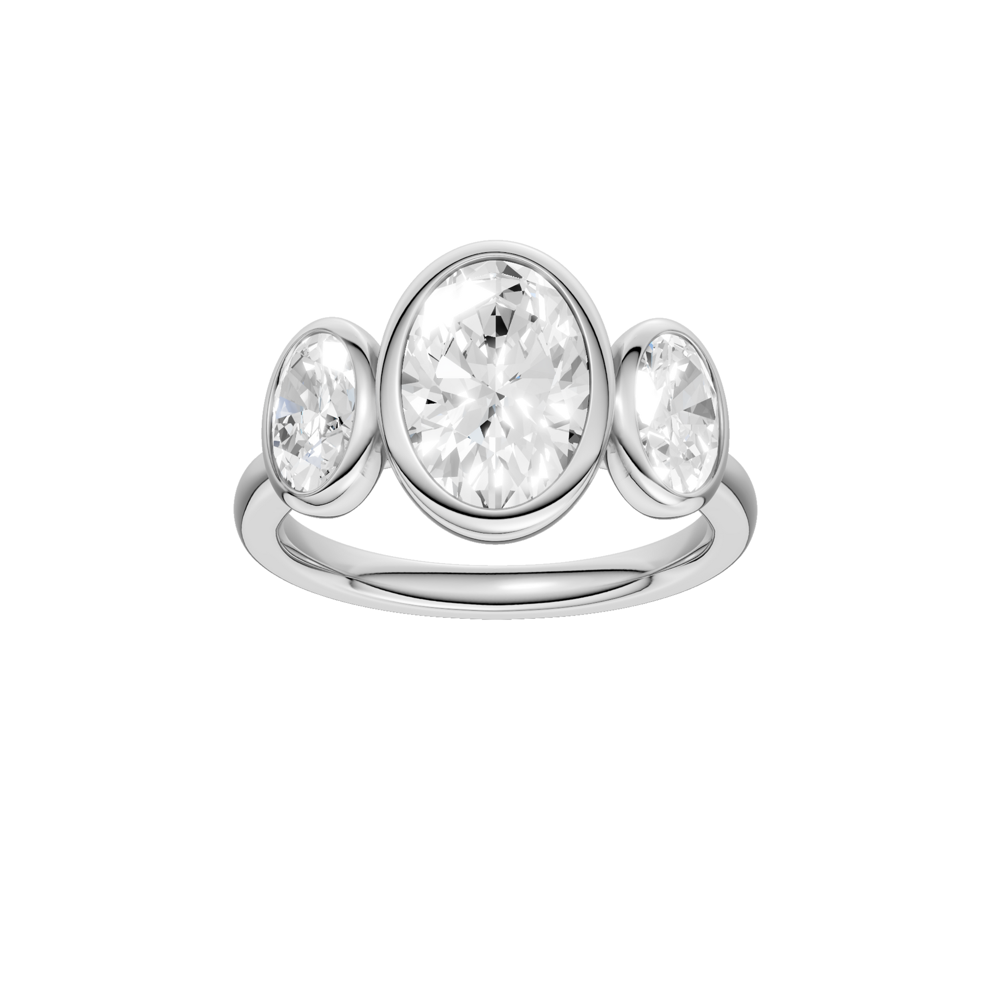 Bezel-Set 3-Stone Ring(Oval)