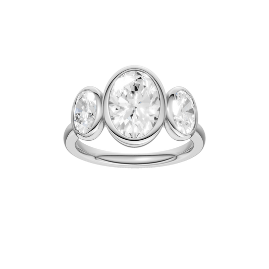 Bezel-Set 3-Stone Ring(Oval)