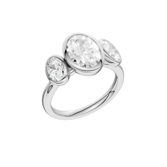Bezel-Set 3-Stone Ring(Oval)