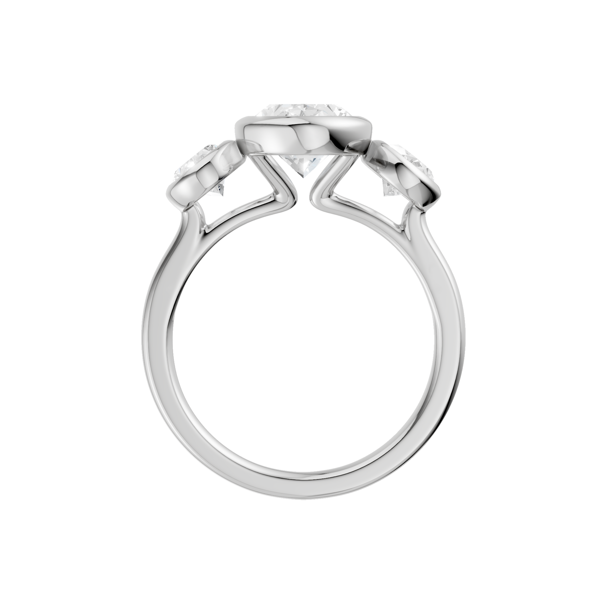 Bezel-Set 3-Stone Ring(Oval)