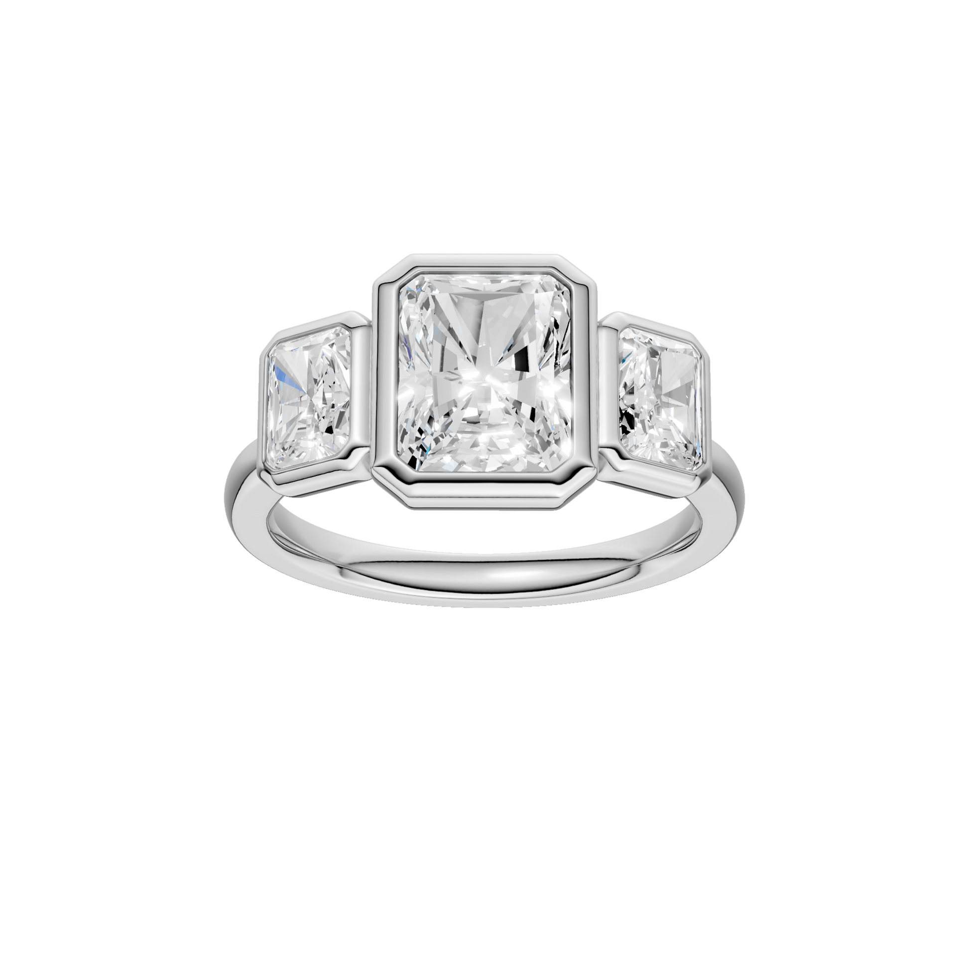 Bezel-Set 3-Stone Ring(Radiant)