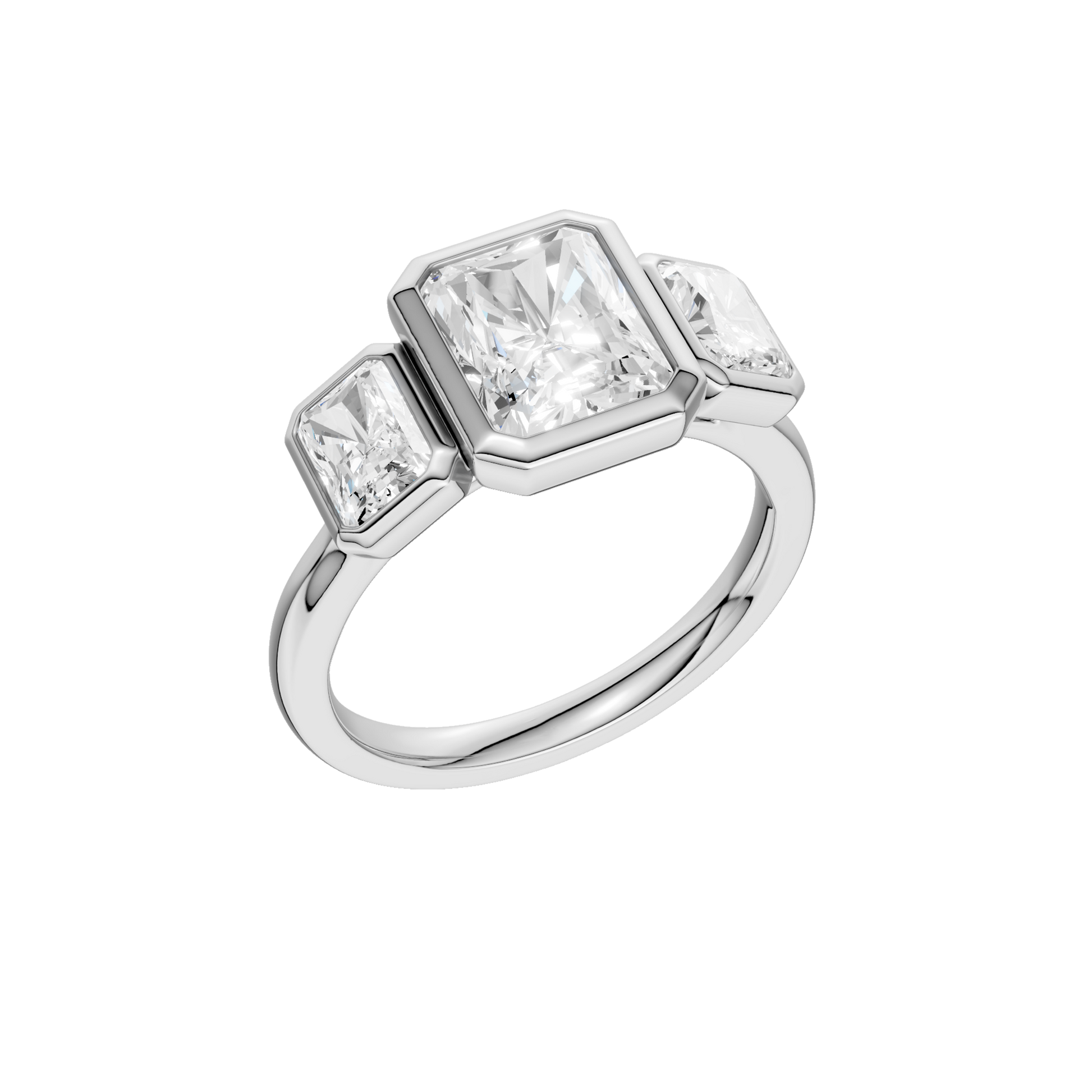 Bezel-Set 3-Stone Ring(Radiant)