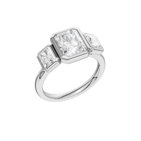 Bezel-Set 3-Stone Ring(Radiant)