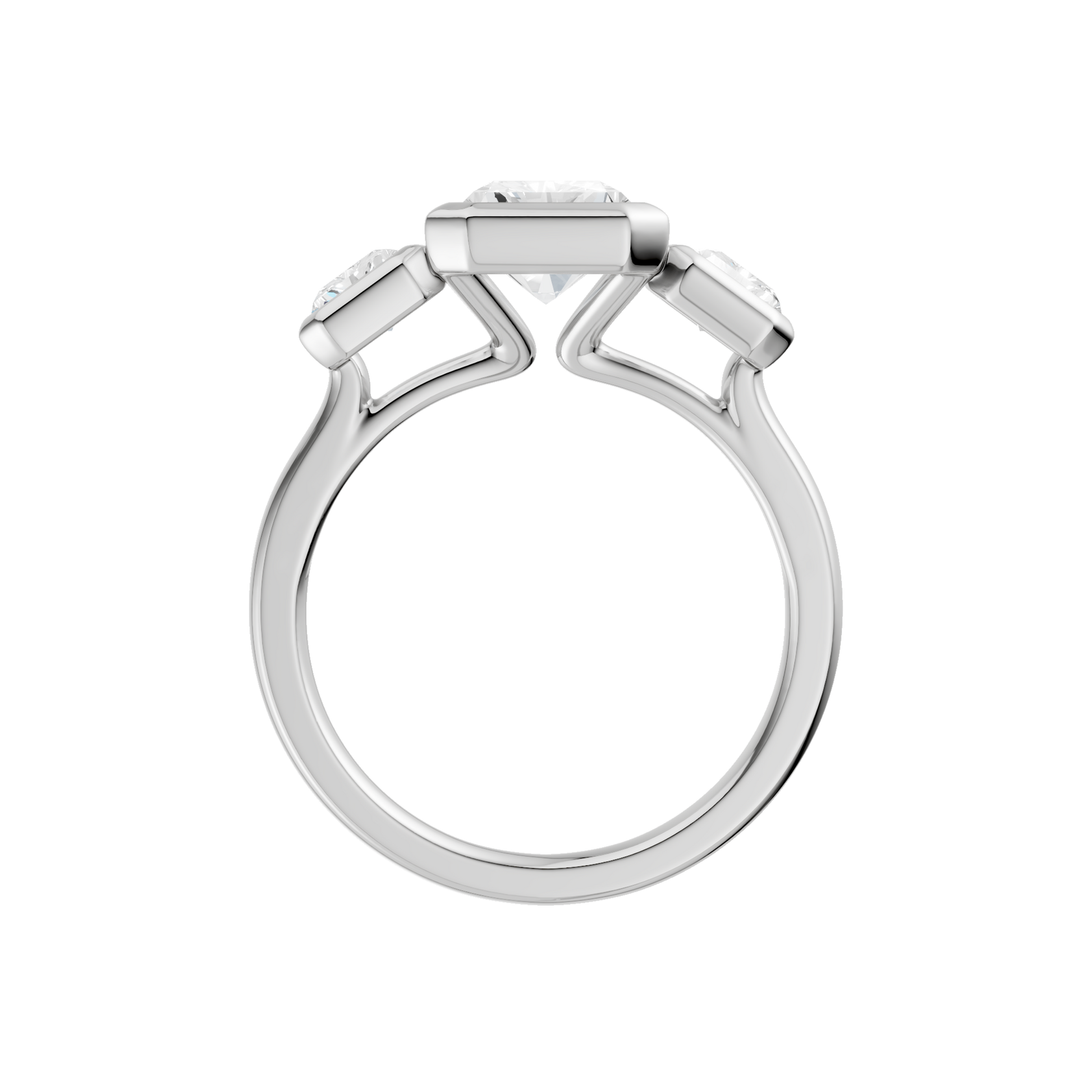 Bezel-Set 3-Stone Ring(Radiant)