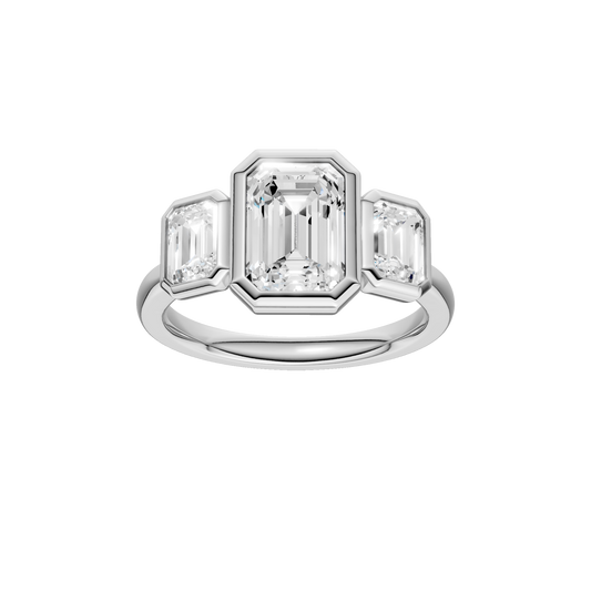 Bezel-Set 3-Stone Ring(Emerald)